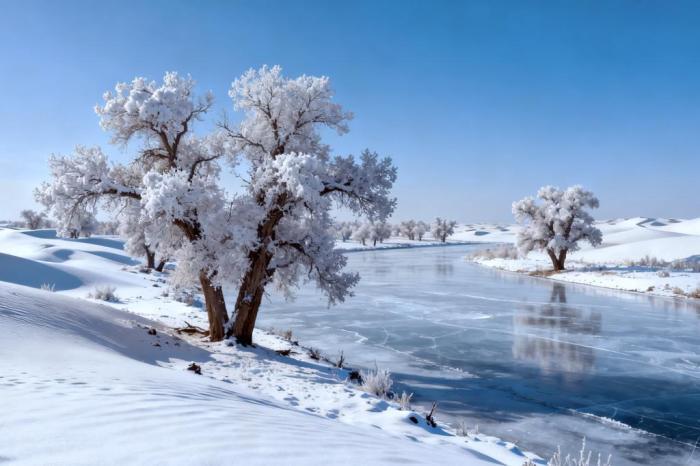 新疆塔克拉瑪干沙漠現雪后壯美景觀
