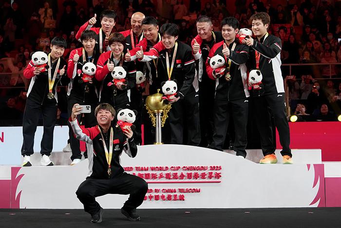 國際乒聯混團世界杯：中國隊戰勝日本隊奪冠